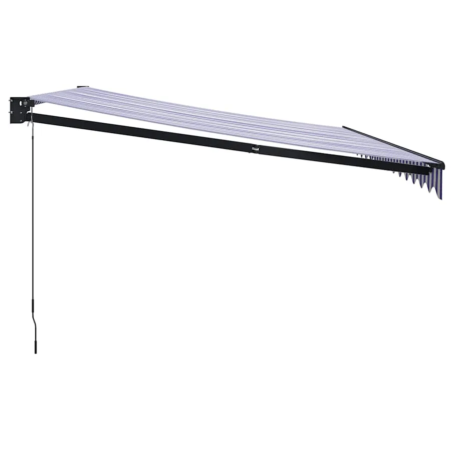 Auvent rétractable bleu et blanc 4,5x3 m tissu et aluminium - 4