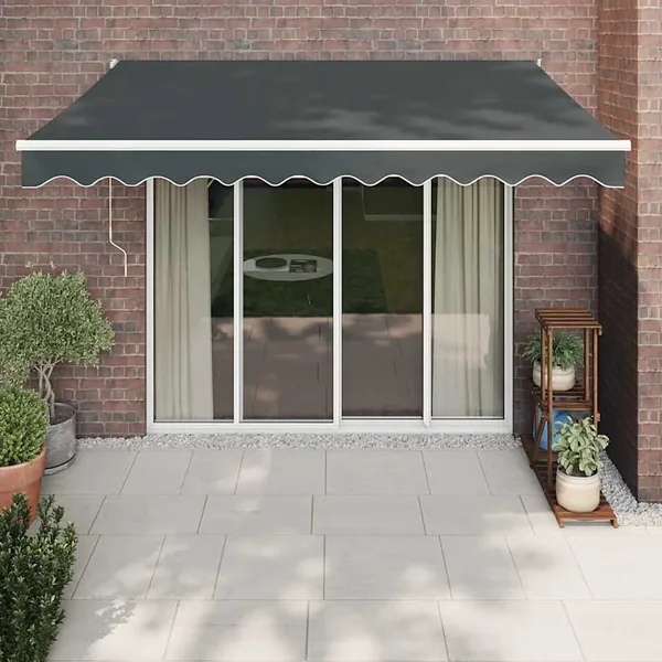 Auvent rétractable anthracite 3,5x2,5 m tissu et aluminium