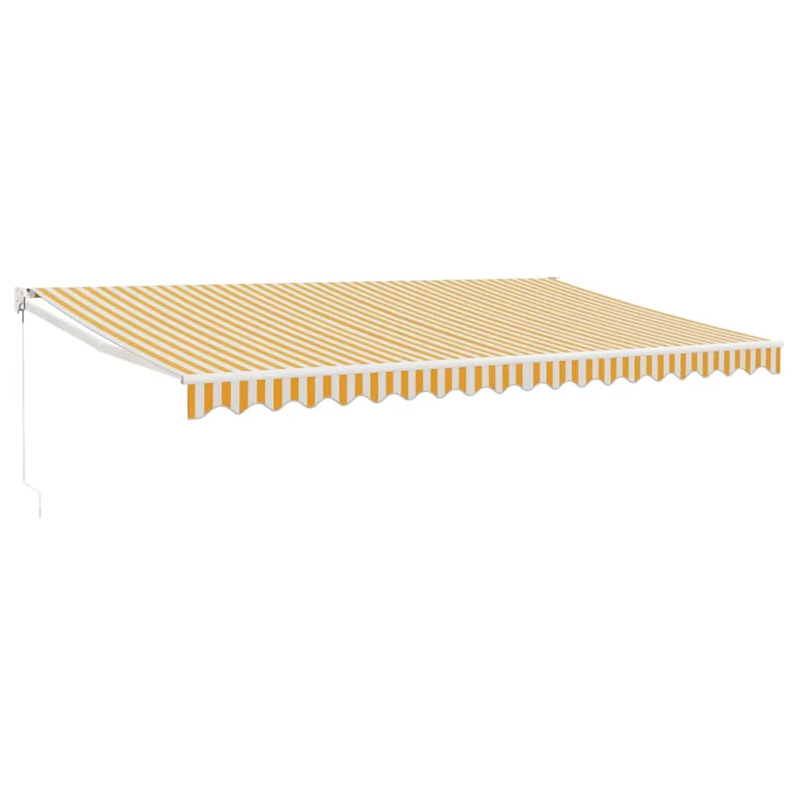 Auvent rétractable jaune et blanc 5x3 m tissu et aluminium - 2