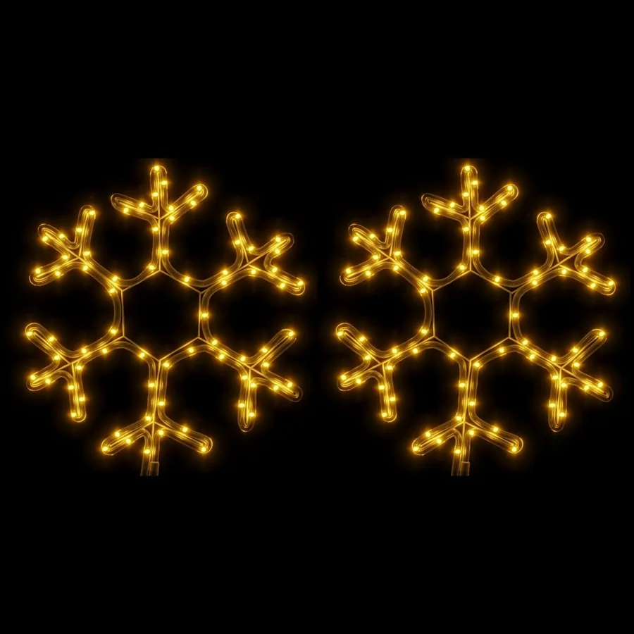 Flocons de neige de Noël avec LED 2 pcs Blanc chaud 38x37 cm - 2