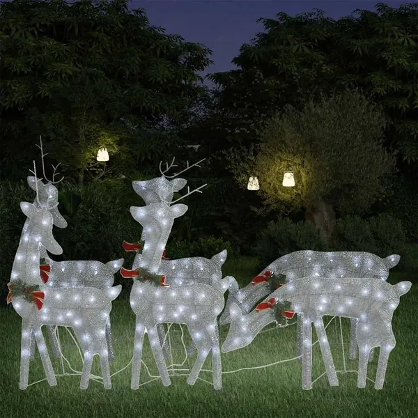 Rennes de Noël 6 pcs Argenté Blanc froid Maille