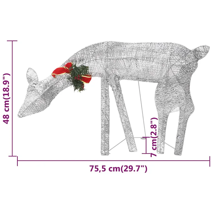 Rennes de Noël 6 pcs Argenté Blanc froid Maille - 13