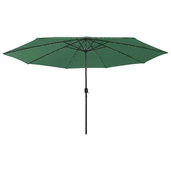 Parasol de jardin avec lumières LED et mât en métal 400 cm vert