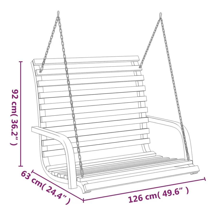Balancelle Bois courbé avec finition en teck 126x63x92 cm - 6