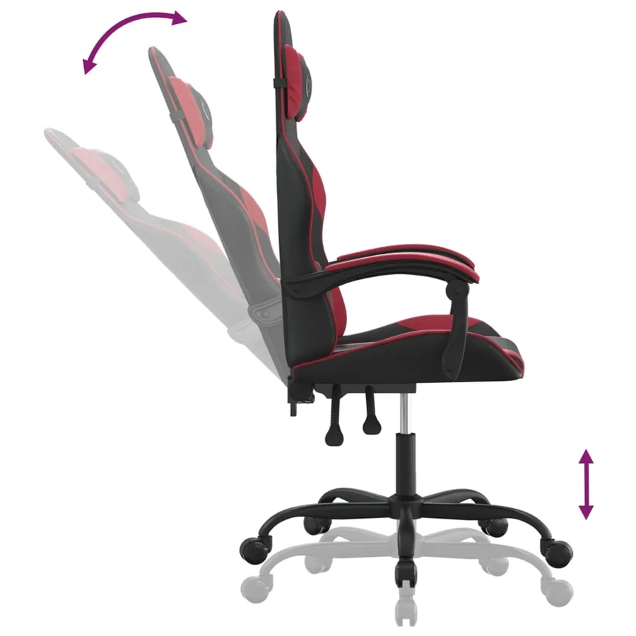 Chaise de jeu Noir et rouge bordeaux Similicuir - 6