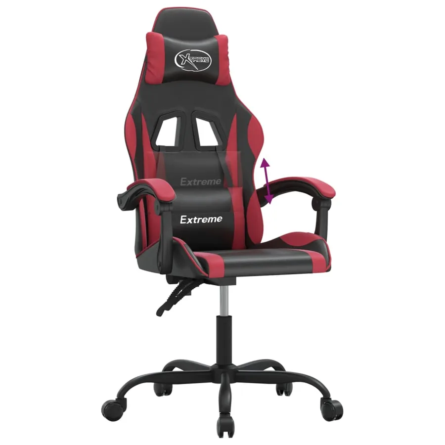 Chaise de jeu Noir et rouge bordeaux Similicuir - 7
