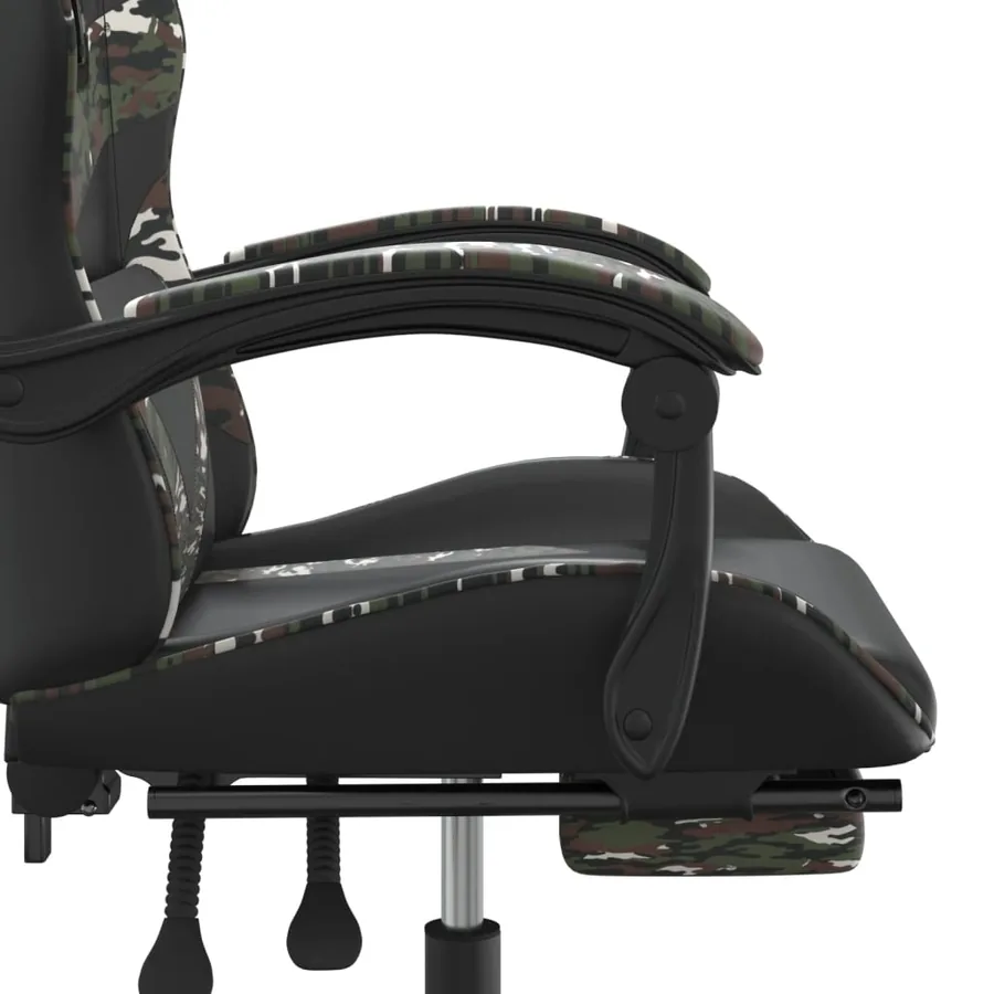 Chaise de jeu avec repose-pied Noir et camouflage Similicuir - 10