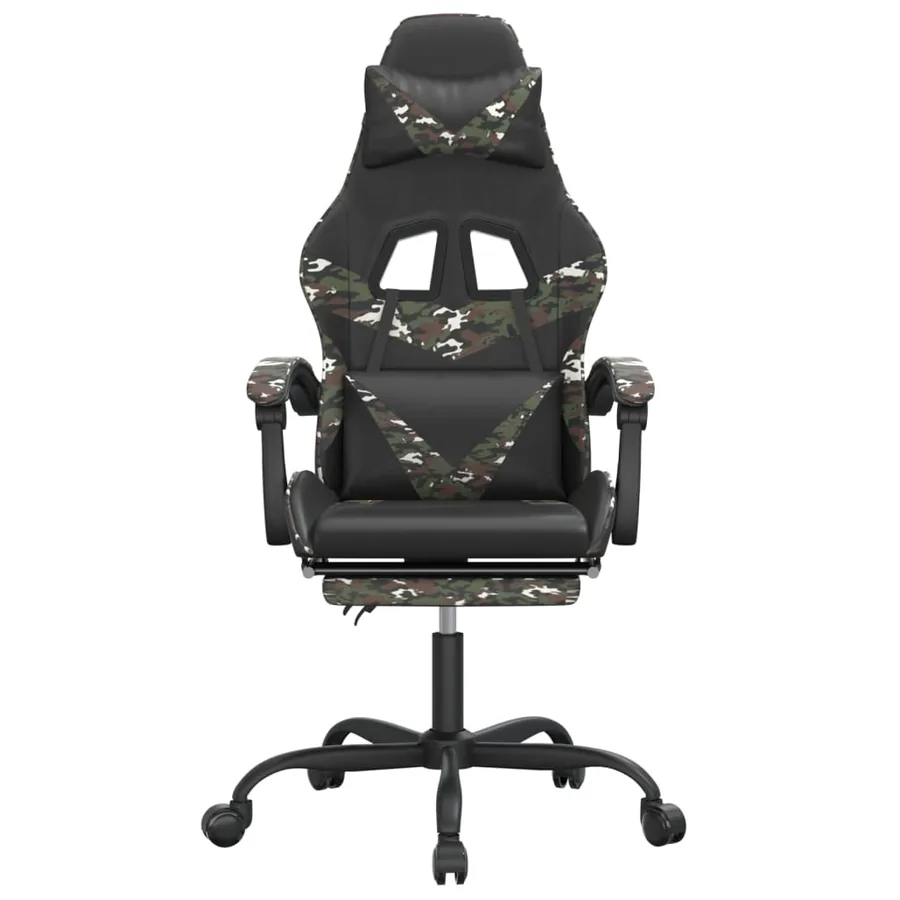 Chaise de jeu avec repose-pied Noir et camouflage Similicuir - 3