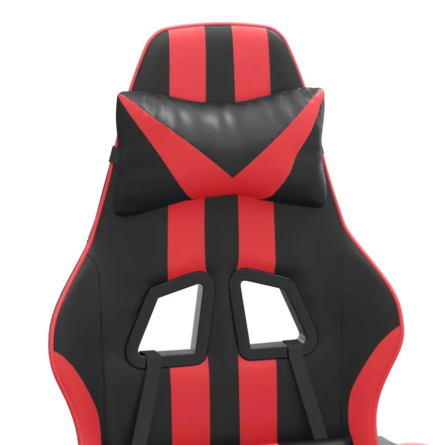Chaise de jeu avec repose-pied Noir et rouge Similicuir - 10