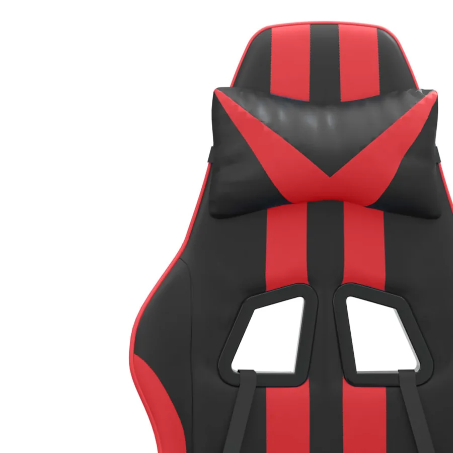 Chaise de jeu avec repose-pied Noir et rouge Similicuir - 12