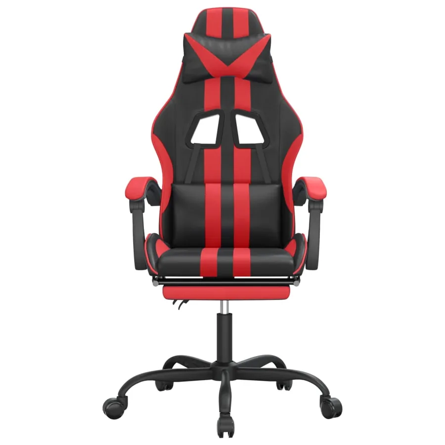 Chaise de jeu avec repose-pied Noir et rouge Similicuir - 3