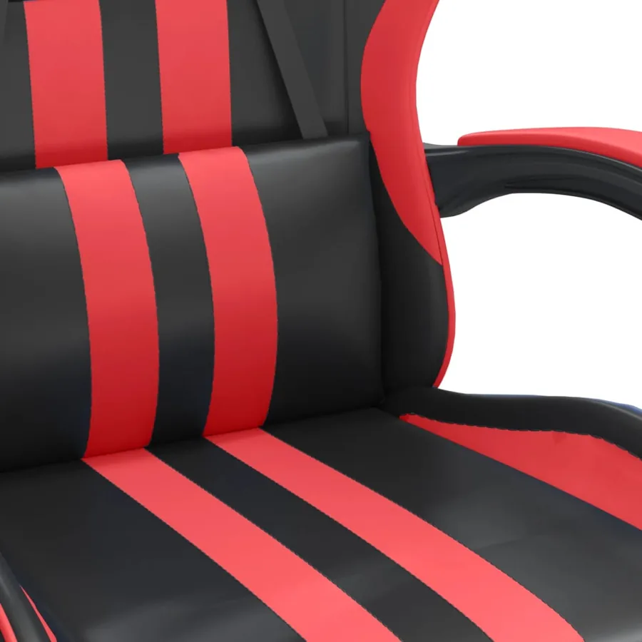 Chaise de jeu avec repose-pied Noir et rouge Similicuir - 9
