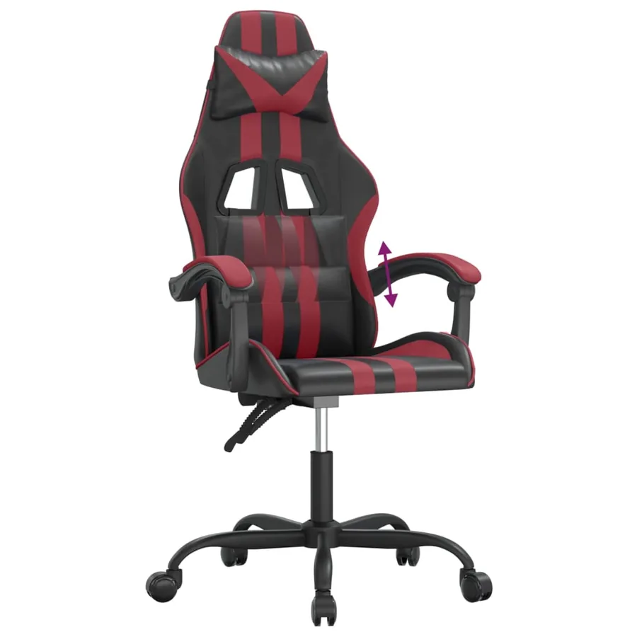Chaise de jeu Noir et rouge bordeaux Similicuir - 7