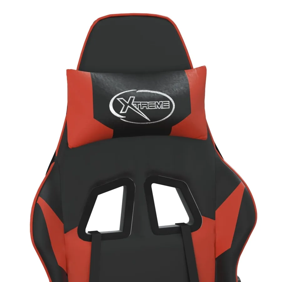 Chaise de jeu avec repose-pied Noir et rouge Similicuir - 10