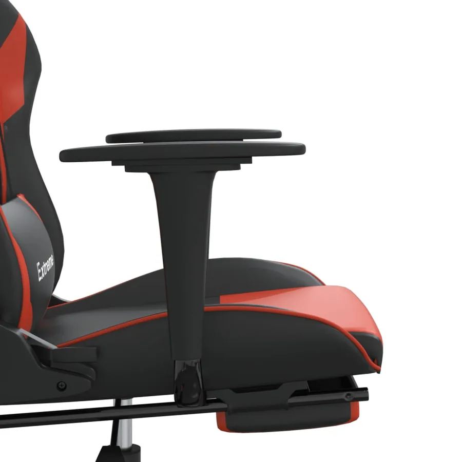 Chaise de jeu avec repose-pied Noir et rouge Similicuir - 11