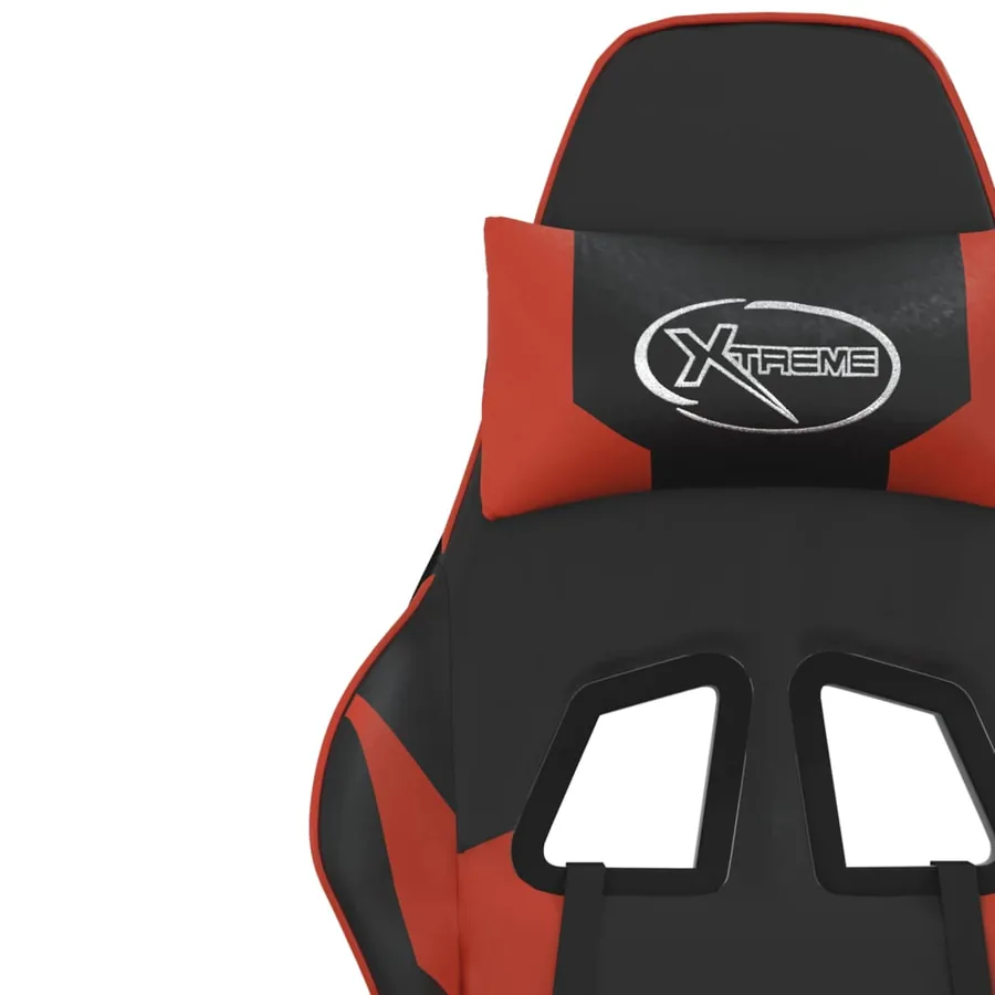 Chaise de jeu avec repose-pied Noir et rouge Similicuir - 12