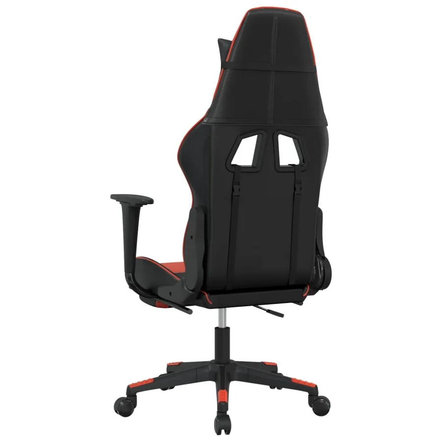 Chaise de jeu avec repose-pied Noir et rouge Similicuir - 5