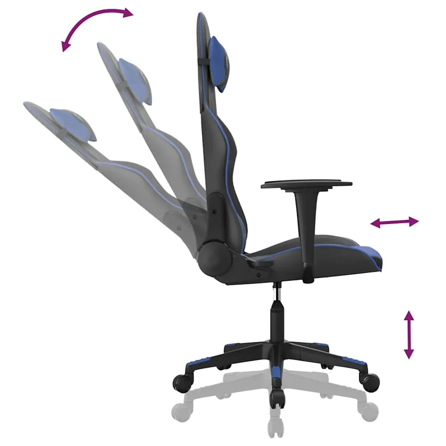 Chaise de jeu Noir et bleu Similicuir - 6