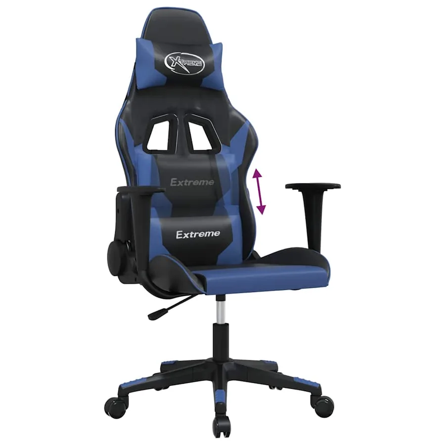 Chaise de jeu Noir et bleu Similicuir - 7
