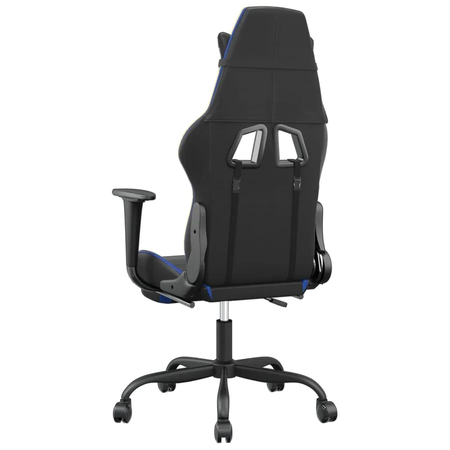 Chaise de jeu avec repose-pied Noir et bleu Similicuir - 5
