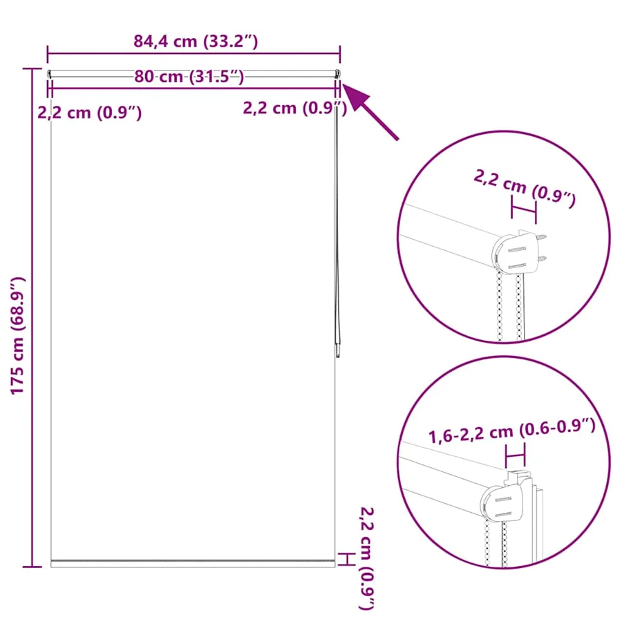 Store enrouleur occultant 84,4 x 175 cm, largeur du tissu 80 cm, blanc - 18