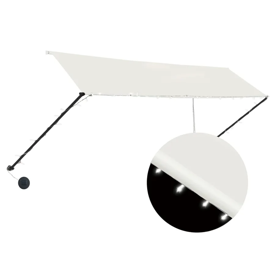Auvent rétractable avec LED 350x150 cm Crème - 2