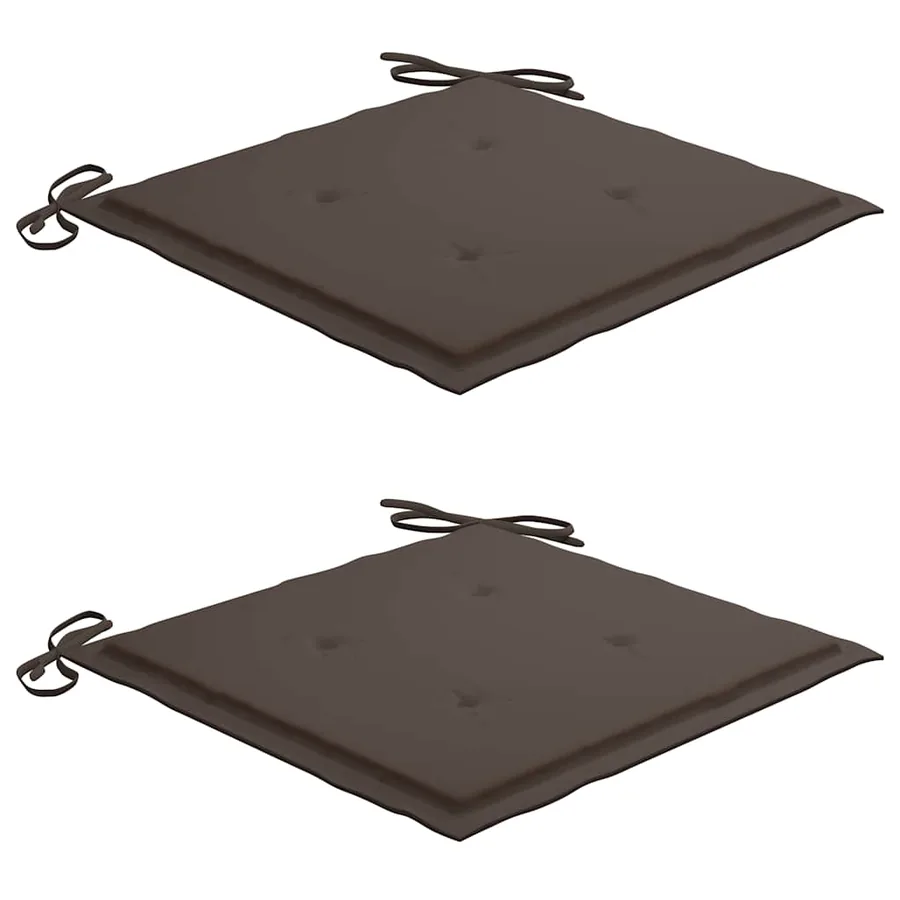 Chaises de jardin lot de 2 et coussins taupe Bois teck massif - 6