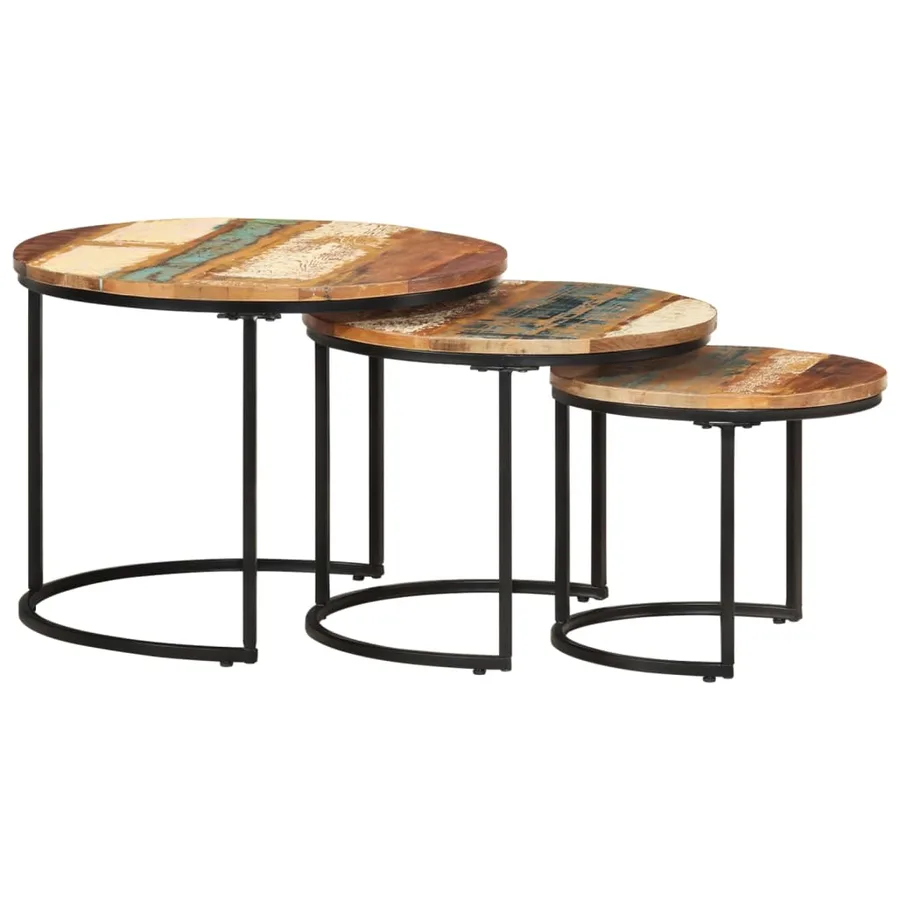 Tables gigognes 3 pcs Bois de récupération massif - 12