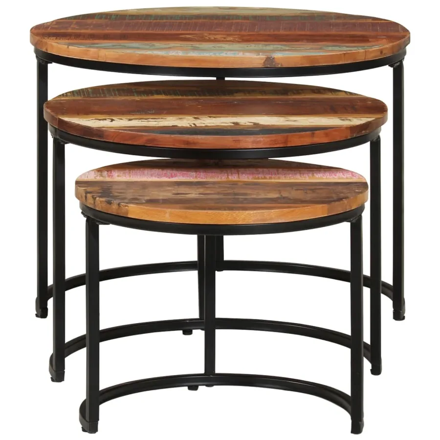 Tables gigognes 3 pcs Bois de récupération massif - 2