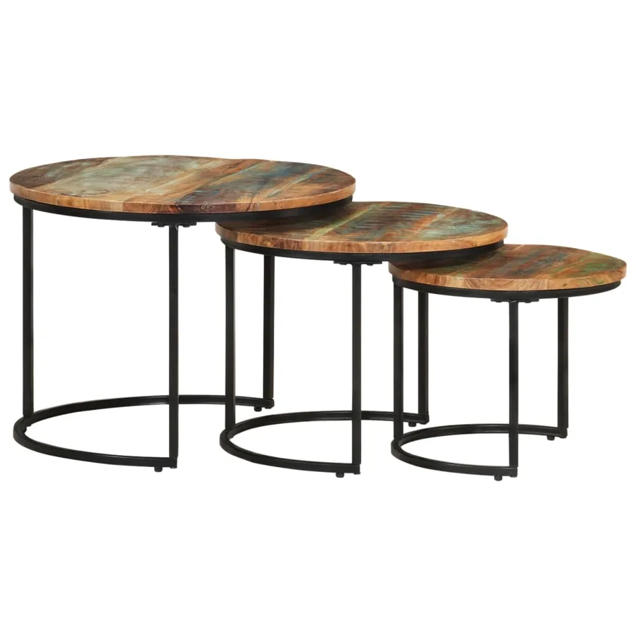 Tables gigognes 3 pcs Bois de récupération massif - 9