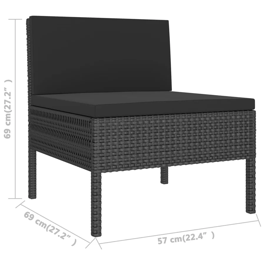Salon de jardin 11 pcs avec coussins Résine tressée Noir - 7
