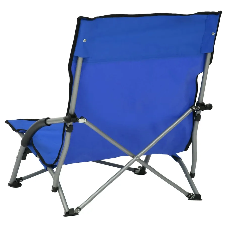 Chaises de plage pliables lot de 2 Bleu Tissu - 5