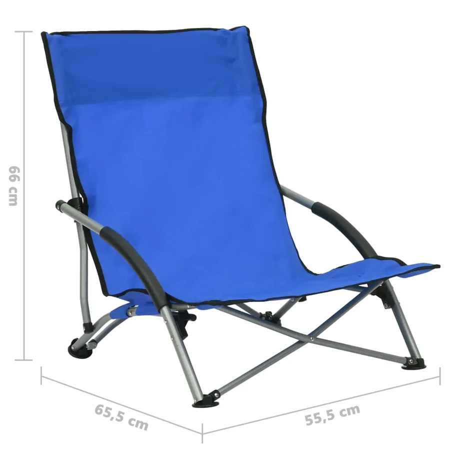 Chaises de plage pliables lot de 2 Bleu Tissu - 8