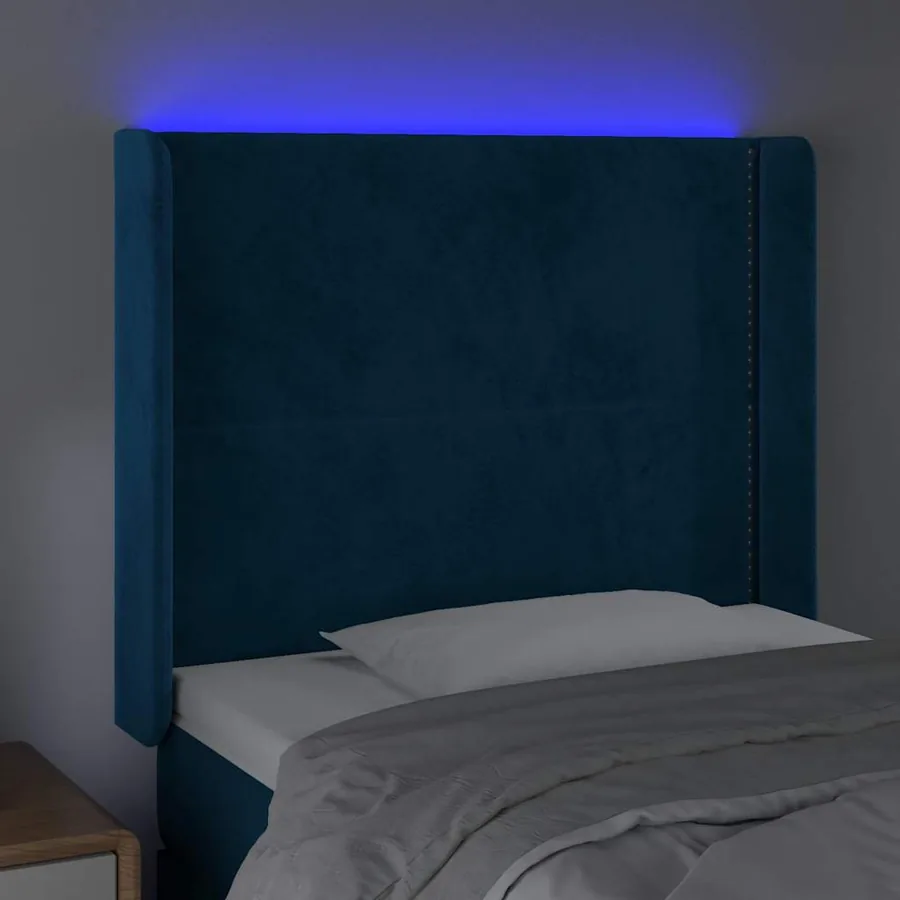 Tête de lit à LED Bleu foncé 93x16x118/128 cm Velours - 4