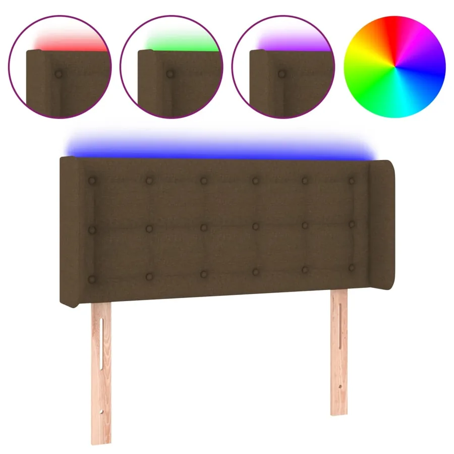 Tête de lit à LED Marron foncé 83x16x78/88 cm Tissu - 2