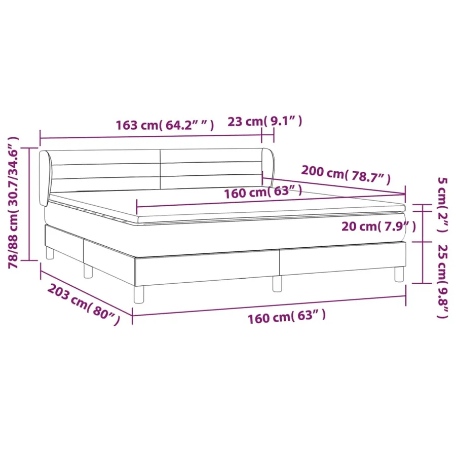 Sommier à lattes de lit avec matelas Gris clair 160x200cm Tissu - 7