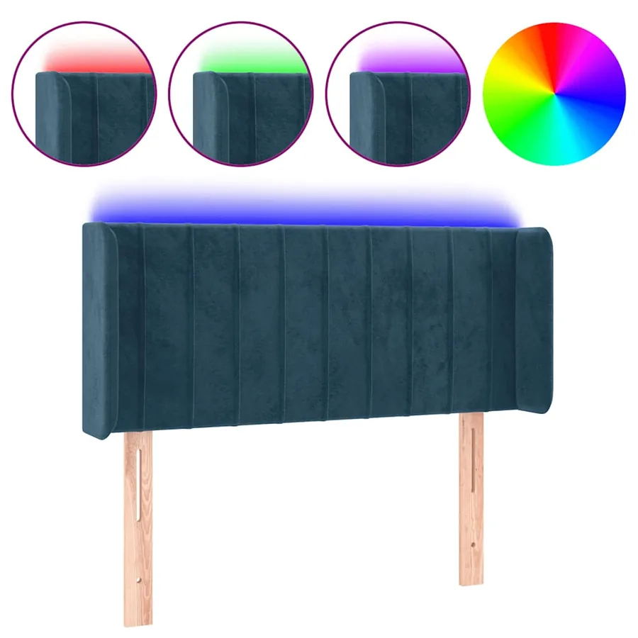 Tête de lit à LED Bleu foncé 103x16x78/88 cm Velours - 2