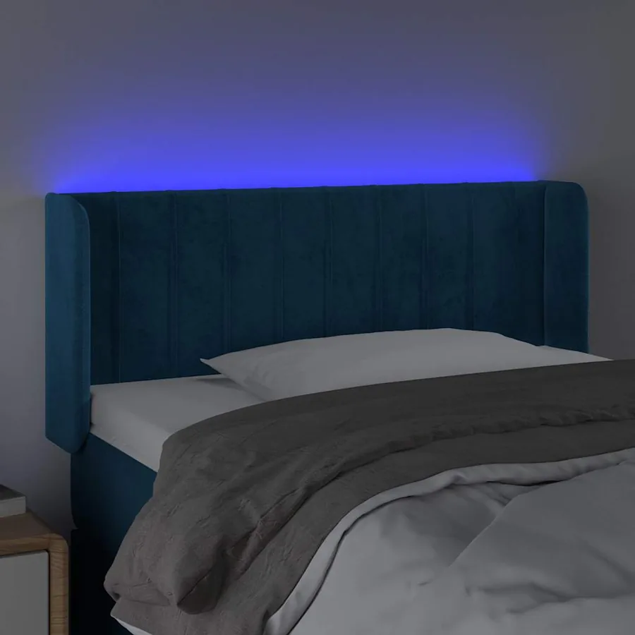 Tête de lit à LED Bleu foncé 103x16x78/88 cm Velours - 4