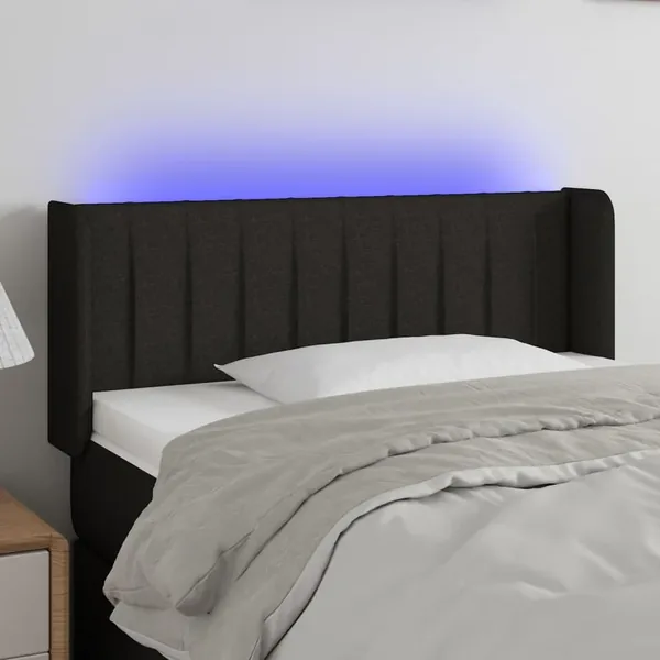 Tête de lit à LED Noir 83x16x78/88 cm Tissu