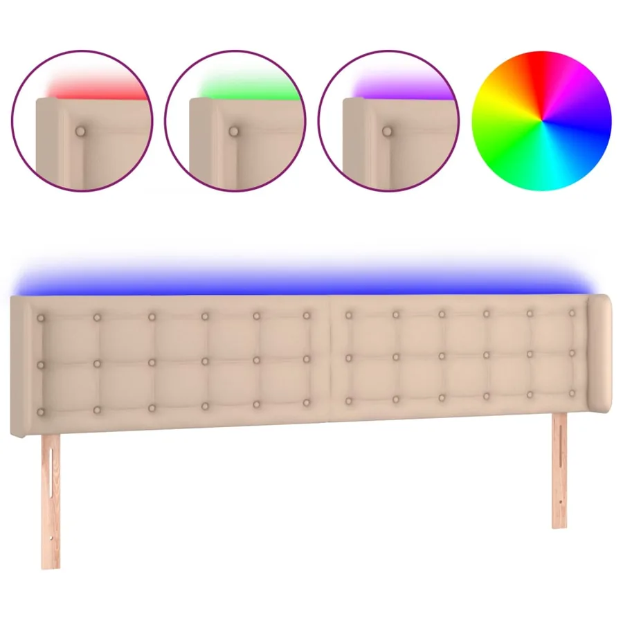 Tête de lit à LED Cappuccino 163x16x78/88 cm Similicuir - 2