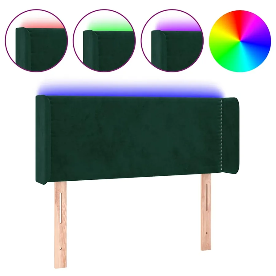 Tête de lit à LED Vert foncé 83x16x78/88 cm Velours - 2