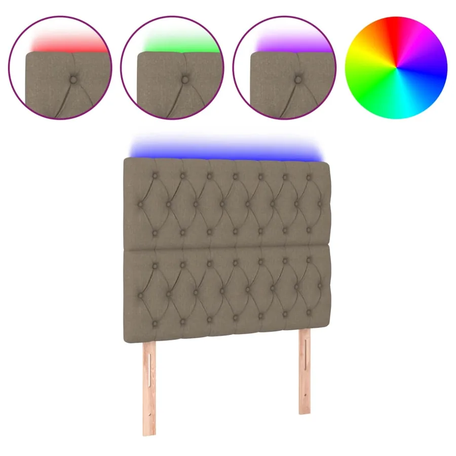 Tête de lit à LED Taupe 90x7x118/128 cm Tissu - 2
