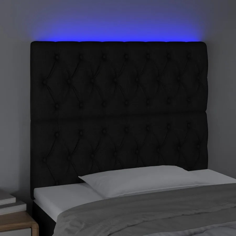 Tête de lit à LED Noir 90x7x118/128 cm Tissu - 3