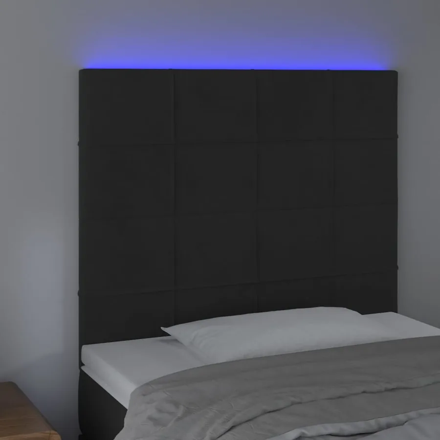 Tête de lit à LED Noir 100x5x118/128 cm Velours - 3