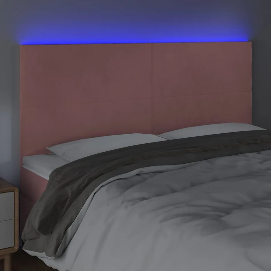 Tête de lit à LED Rose 200x5x118/128 cm Velours - 3