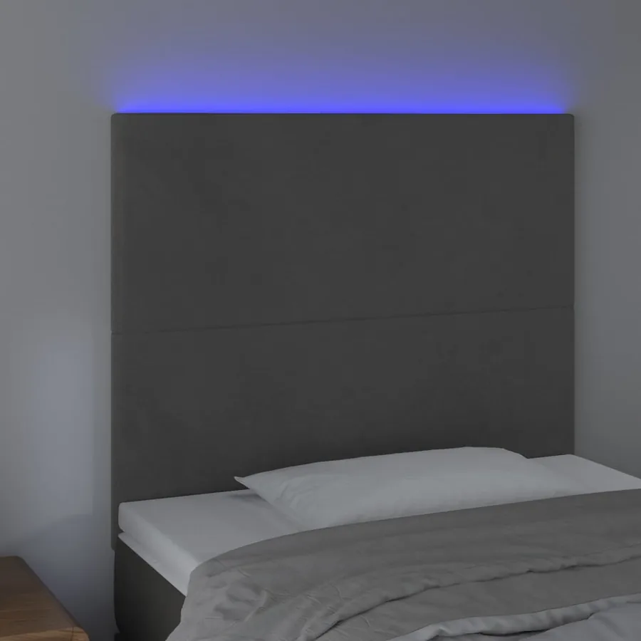 Tête de lit à LED Gris foncé 100x5x118/128 cm Velours - 3
