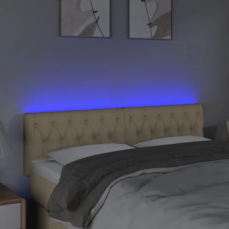 Tête de lit à LED Crème 160x7x78/88 cm Tissu - 3