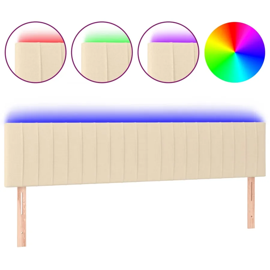 Tête de lit à LED Crème 180x5x78/88 cm Tissu - 2