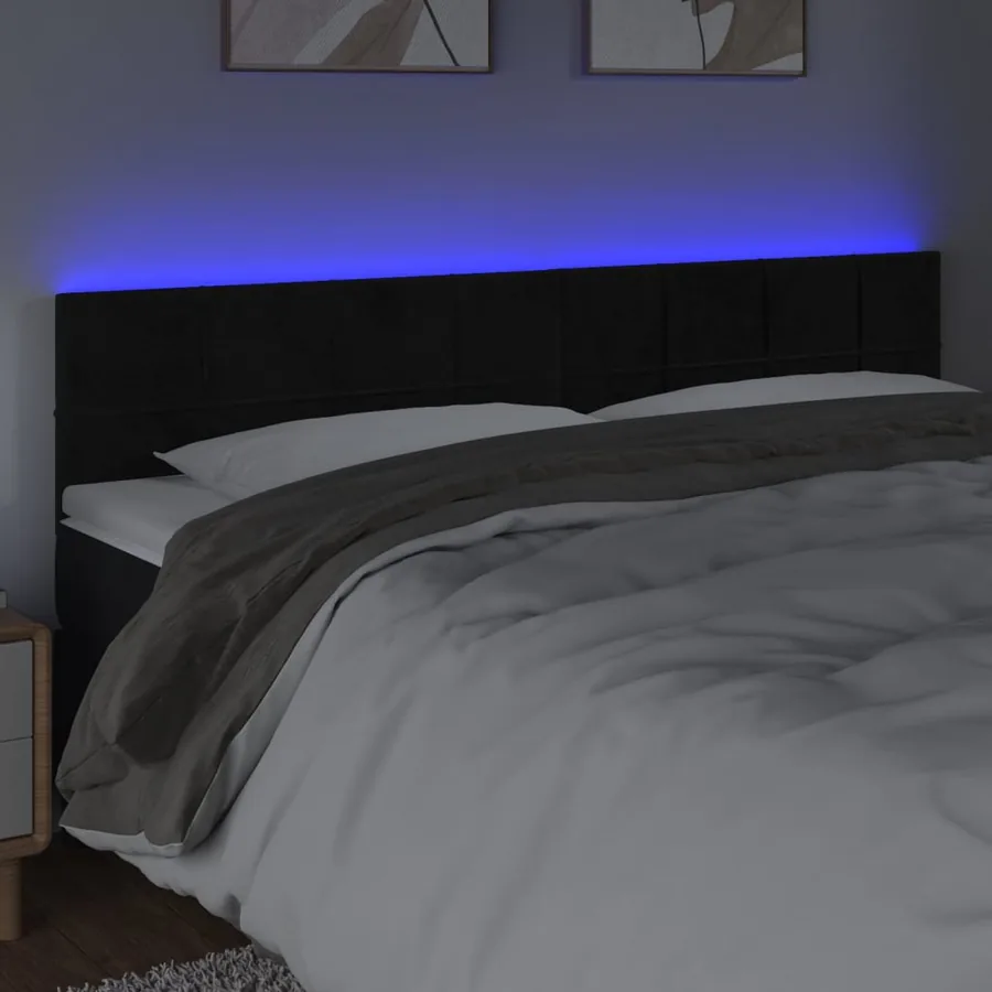 Tête de lit à LED Noir 160x5x78/88 cm Velours - 3