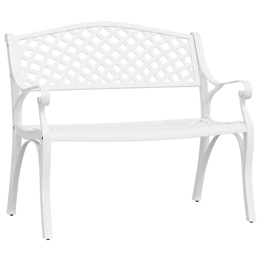 Banc de jardin 102 cm aluminium coulé blanc - 2